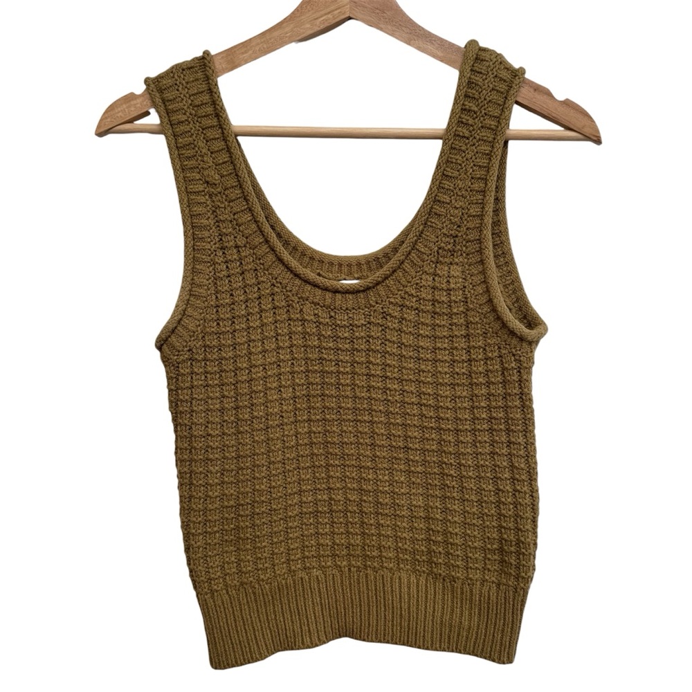 Madewell Textured Stitch Knit Sleeveless Sweater Tank Women’s XS Scoop Neck Prep